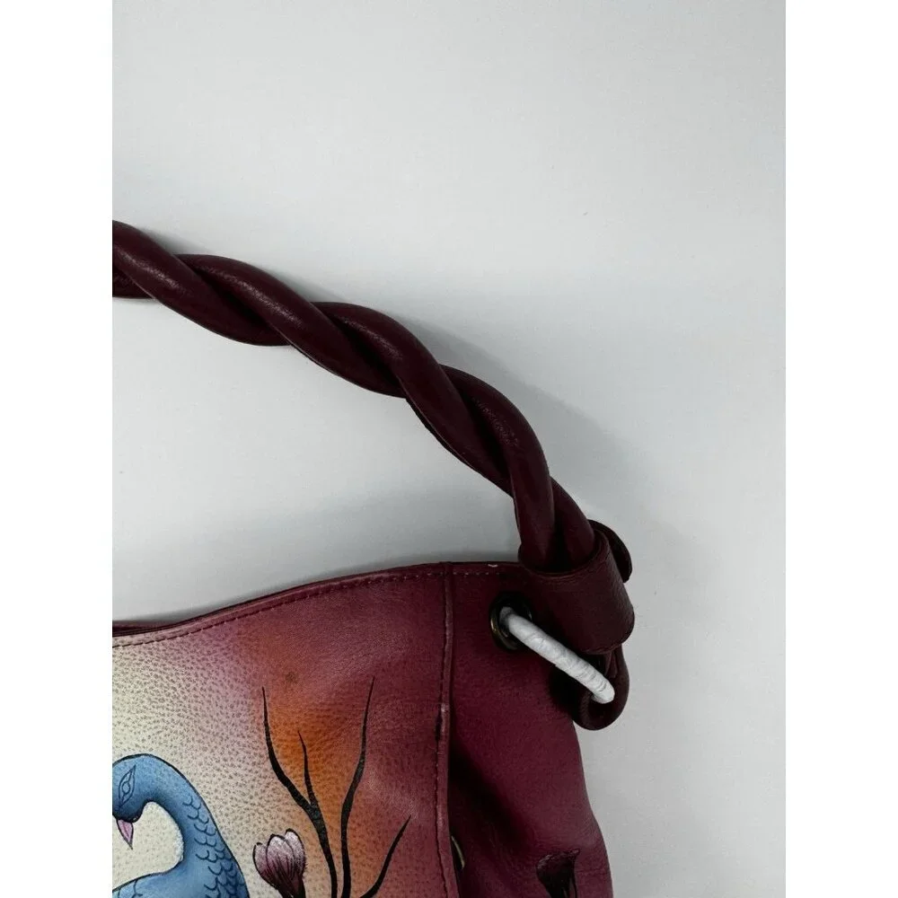 Anuschka hand-painted genuine leather hobo Peacock